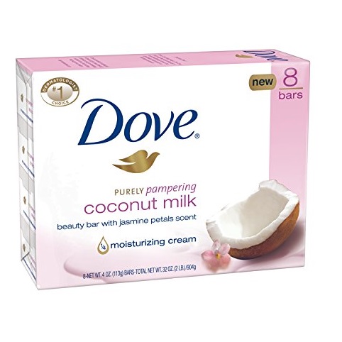 白菜！Dove多芬椰奶美容香皂，4oz/块，共8块，原价$13.99，现点击coupon后仅售$7.04，免运费