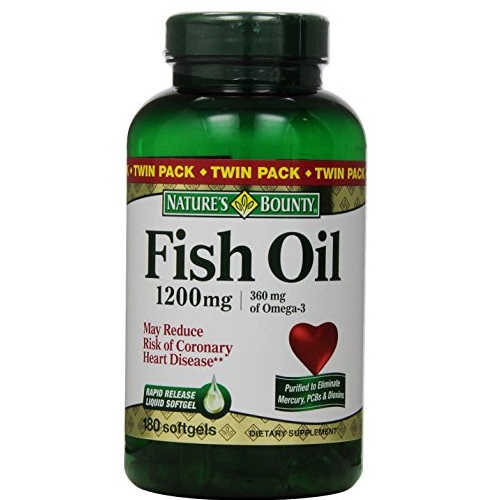 Nature's Bounty Fish Oil 1200mg Omega 3 & 6, 360 Softgels, Twin Pack, only $9.90