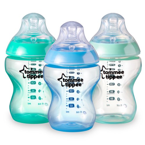 史低價！英國著名母嬰品牌Tommee Tippee湯美天地 母乳自然防脹氣奶瓶，彩色3件套，9oz，原價$23.99，現僅售$15.83