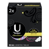 U by Kotex CleanWear 超薄带护翼卫生巾,无香型,36片,原价$7.99,现点击coupon后仅$4.41免运费！