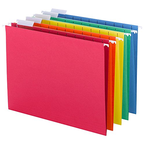 Smead Hanging File Folders, 1/5-Cut Tab, Letter Size, Assorted Primary Colors, 25 Per Box (64059), only $8.00 