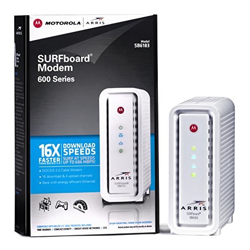 ARRIS SURFboard SB6183 Modem 16x4 Docsis 3.0 Cable Modem- Retail Packaging- White, only $54.13, free shipping