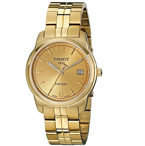 Tissot Men's T0494103302700 PR100 Gold Dial Watch,only $258.68, free shipping