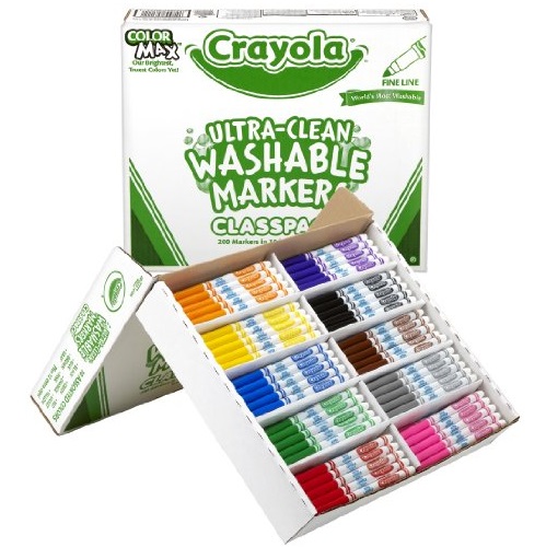  Crayola 可擦洗记号笔 ，200支装，10种颜色，原价$107.00，现仅$34.10 