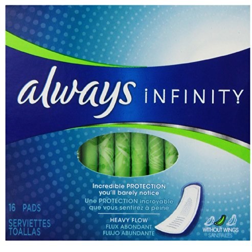 白菜！Always Infinity大流量無翼衛生巾，16片裝，現僅售$1.99，免運費
