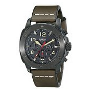 Fossil Men's FS5000 Modern Machine Chronograph Leather Watch - Olive，$99.99 & FREE Shipping