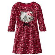 Hello Kitty Little Girls' Long-Sleeve Animal Print Dress，$8.86