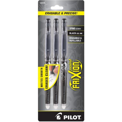 Pilot FriXion Point Erasable Gel Pens, Extra Fine Point, 3-Pack, Black Ink，$4.00