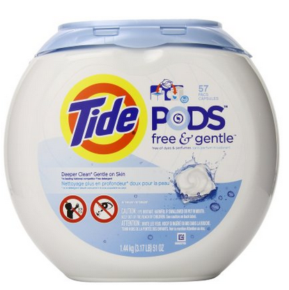Tide Free & Gentle HE 洗衣球 57粒裝，原價$19.83，現點擊coupon后僅$10.82 免運費！