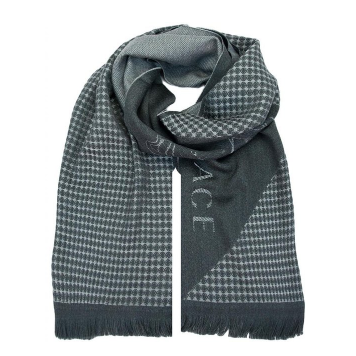 Versace VHB0125 001 Neat Pattern Dark Grey 100% Wool Mens' Scarf $99.99(76%off)