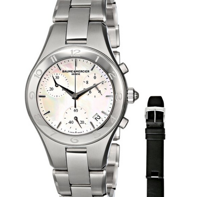 閃購：Baume Mercier 名士 10035女士珍珠貝母錶盤自動套裝腕錶 原價$3,200.00 現特價只要$999.00(69%off)包郵