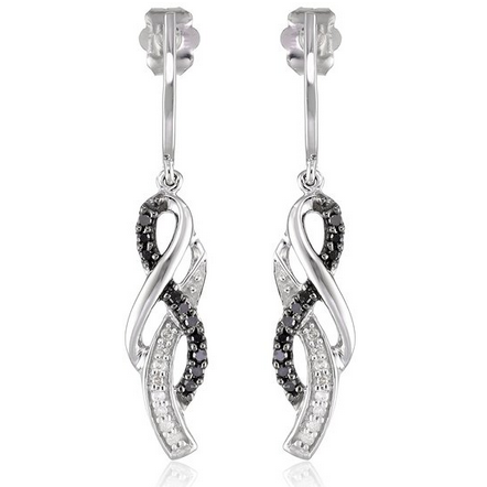 10K White Gold Black and White Diamond Cross Over Earrings (1/4 cttw) $183.94(57%off) 