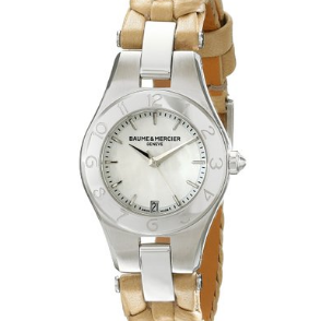 性價比超高，史低價！Baume & Mercier 名士 BMMOA10116 女士靈霓系列瑞士石英高檔羊皮時尚錶帶腕錶 原價$2,150.00 現特價只要$546.99(75%off)免費一天快遞