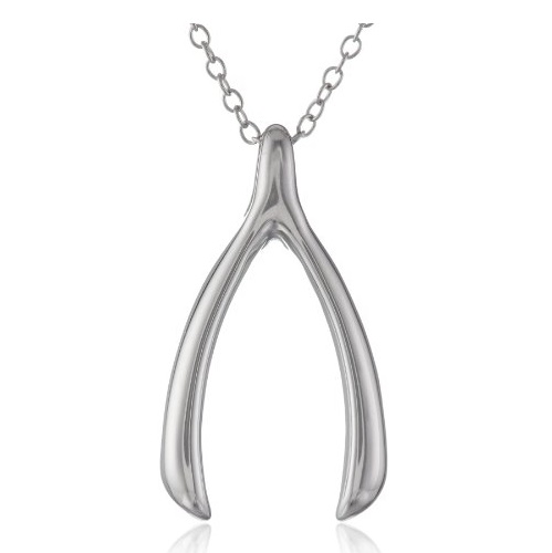 Amazon Collection Sterling Silver Wishbone Pendant Necklace, 18