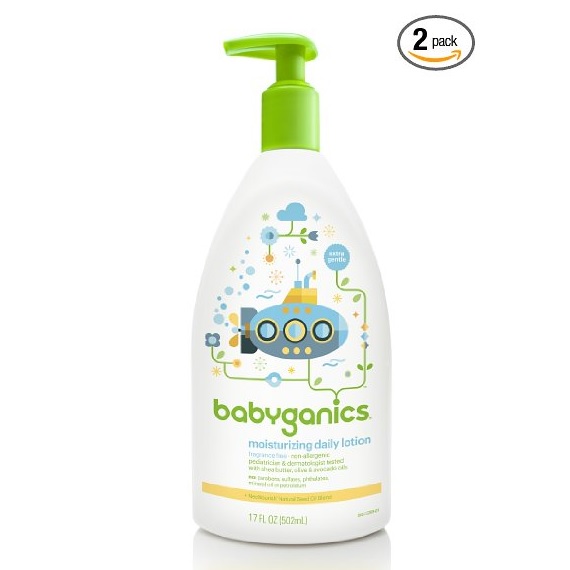 Babyganics Moisturizing Daily Lotion, Fragrance Free, 17oz Pump Bottle (Pack of 2), only $9.84, free shipping after clipping coupon and usingＳＳ