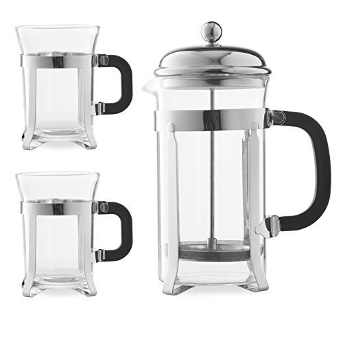 Chef's Star Premium 34oz French Coffee Press & 2 Cups Set - French Press and Espresso Maker w/ Stainless Steel Plunger & Heat Resistant Glass, only $21.99