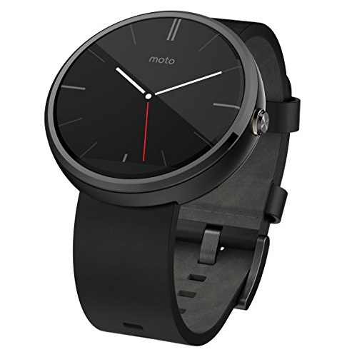 Motorola Moto 360 - Black Leather Smart Watch, only $125.12  , free shipping
