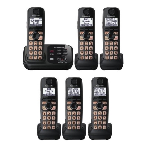 Panasonic松下KX-TG4733B 一拖二自動答錄無繩電話，另加3部電話（共6部），官翻，原價$189.95，現僅售$89.95，免運費