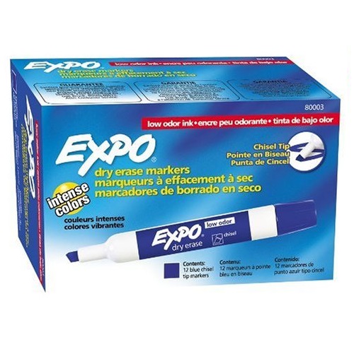 Expo Low Odor Chisel Tip Dry Erase Markers, 12 Blue Markers (80003), only $7.22