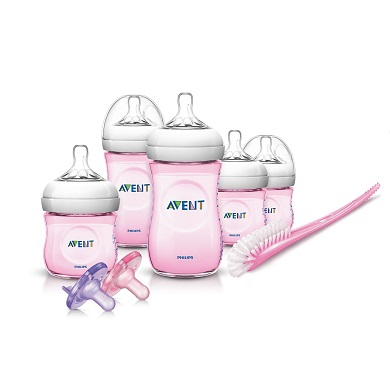 Philips Avent Natural Infant Baby Bottle Starter Set, Pink, only $21.99