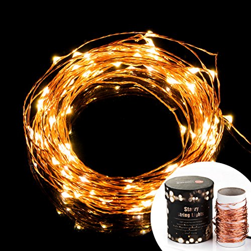 TaoTronics® Led String Starry Light Copper Wire Lights for indoor and outdoor (100 Leds, Warm White, 33ft) $16.99