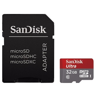 SanDisk Ultra 32GB UHI-I/Class 10 Micro SDHC Memory Card Up to 48MB/s With Adapter- SDSDQUAN-032G-G4A [Newest Version], only $14.61 