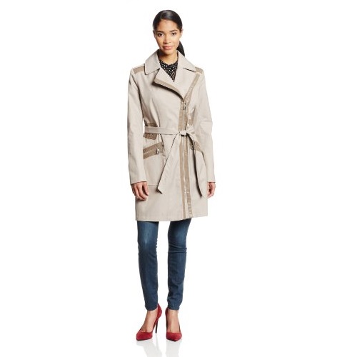 Via Spiga Women's Asymmetric Front-Zip Trench Coat with Faux-Leather Trim, only $42.24, free shipping after using coupon code 