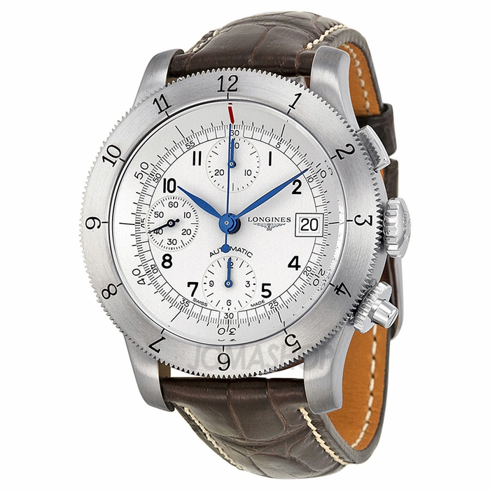 Longines Heritage Collection Chronograph Silver Dial Leather Men Watch L27414732, only $1,795.00, free shipping