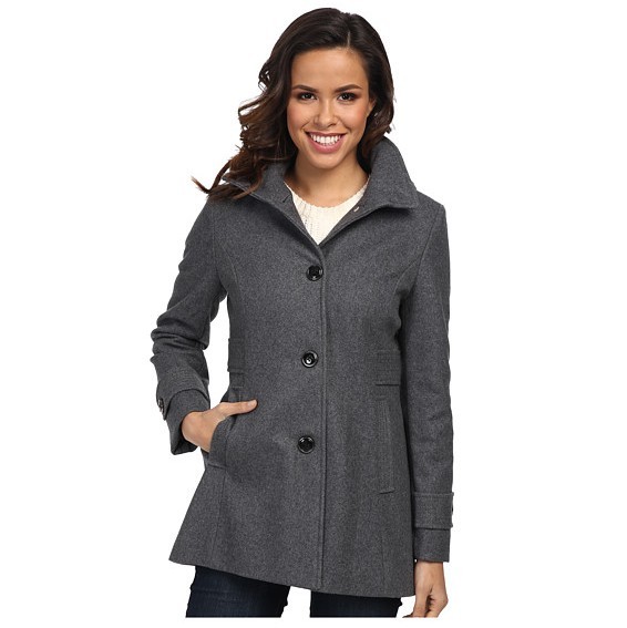Kenneth Cole New York Wool Button Front Coat with Hood SKU: #8437898 for $55.99 free shipping