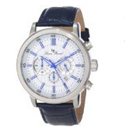 Lucien Piccard Men's 12011-023S-BL Monte Viso Chronograph White Textured Dial Dark Blue Leather Watch，$49.50 & FREE Shipping