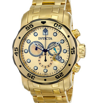 Invicta Men's 80070 Pro Diver Analog Display Swiss Quartz Gold Watch $109.00 (88%off)