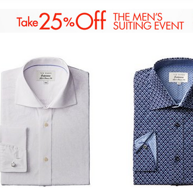 Take 20% off the men's suiting event@amazon