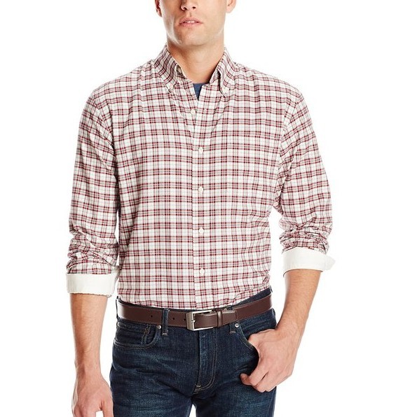 IZOD Men's Long Sleeve Stratton Small Plaid Campus Twill Shirt for$13.49 