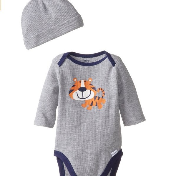 Gerber Baby-Boys Newborn Bodysuit and Cap Set for $4.99