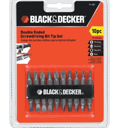 Black & Decker 71-081 Double Ended Screwdriving Bit Set, 10-Piece for$5.06