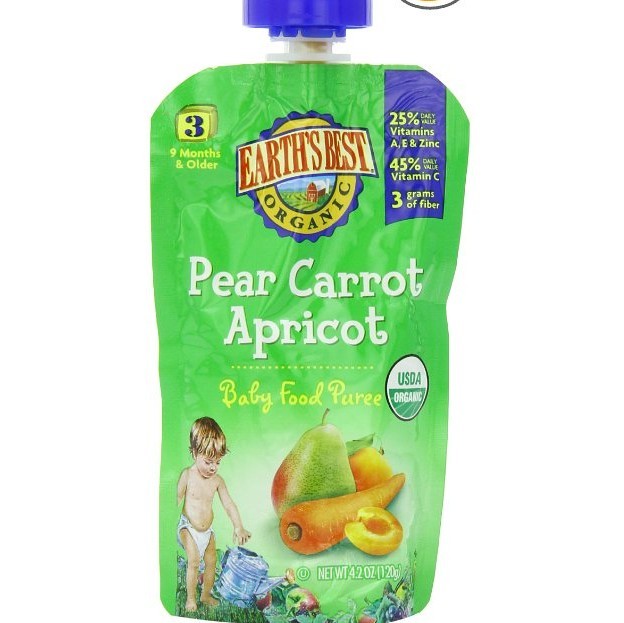 Earth's Best Organic Stage 3, Pear, Carrot & Apricot, 4.2 Ounce Pouch (Pack of 12) for $10.86  free shipping