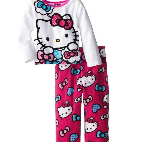 Hello Kitty Little Girls'Hearts and Bows Cozy Fleece Pajama Set for $6.33
