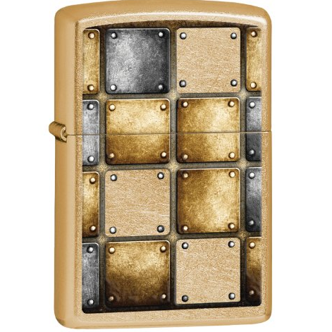 Zippo Riveted Squares Windproof Lighter, Gold Dust for $19