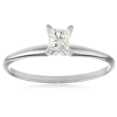 14K金公主方形0.25克拉单颗钻石订婚戒指 原价$582.00 现特价只要$269.79 (54%off)包邮
