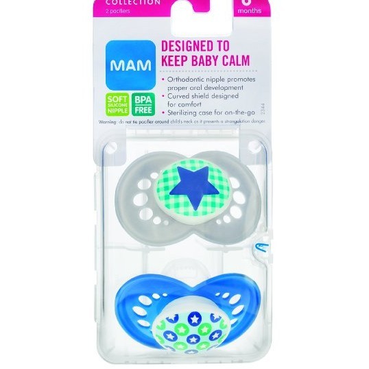 MAM Trends Silicone Pacifier, Blue, 6 Plus Months for $5.97 