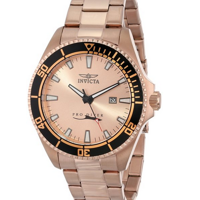 Invicta Men's 15185SYB Pro Diver Rose Gold Dial 18k Ion-Plated Stainless Steel Watch with Impact Case $54.99(91%off)