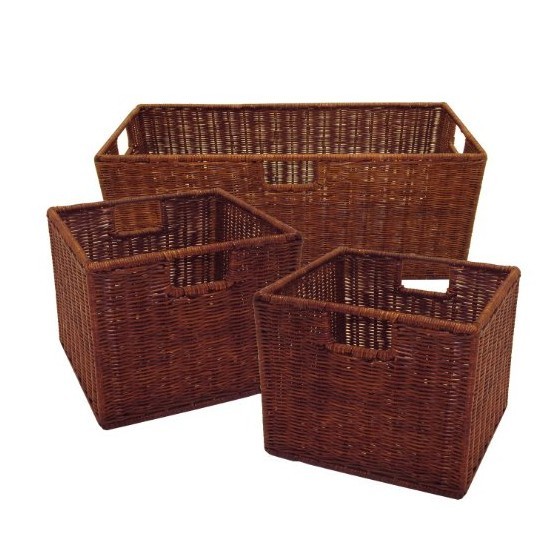 Winsome Wood Leo Storage Baskets, Set of 3, Walnut for $35.99 free shipping