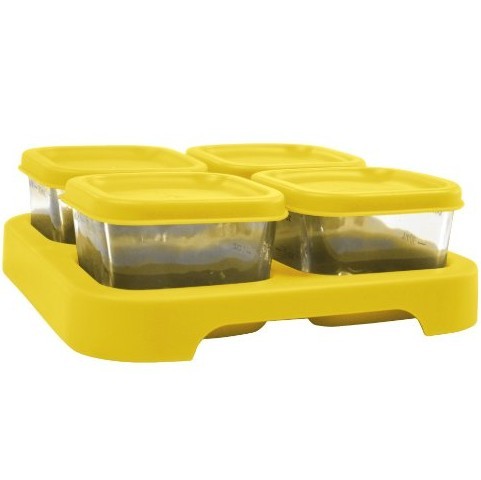 green sprouts Glass Baby 4 Count Food Storage Cubes, Yellow, 2 Ounce for $9.22