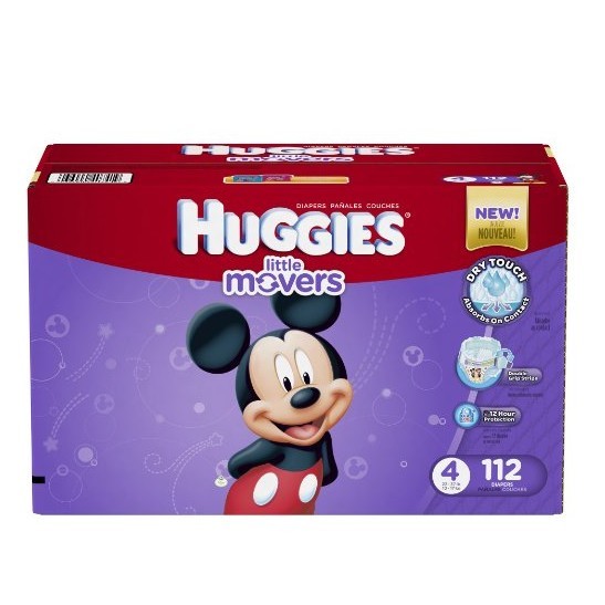 Huggies Little Movers Diapers, Size 4, 112 Count (Packaging may vary) for $31.25 free shipping
