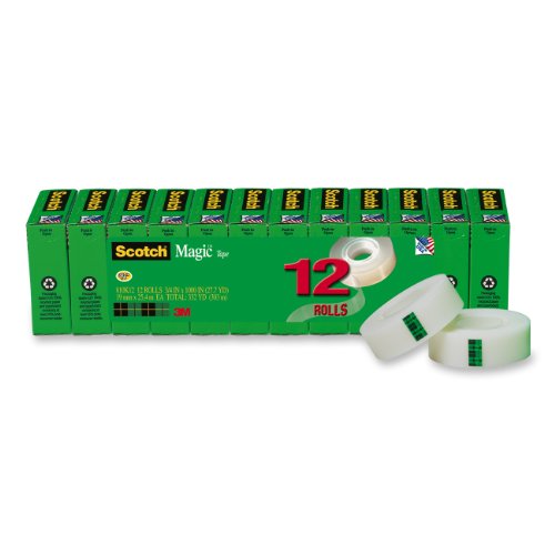 Scotch Magic Tape, 3/4 x 1000 Inches, Boxed, 12 Rolls (810K12), only $11.29