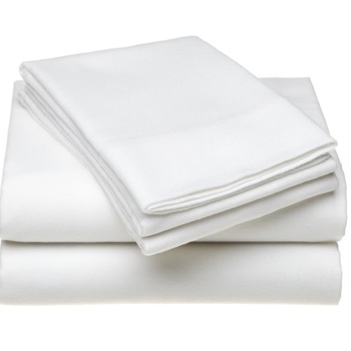 买了被套，再来床单！白菜！Pinzon 轻量纯棉单色法兰绒床单枕套4件套，King尺码，原价$54.99，现仅售$16.87