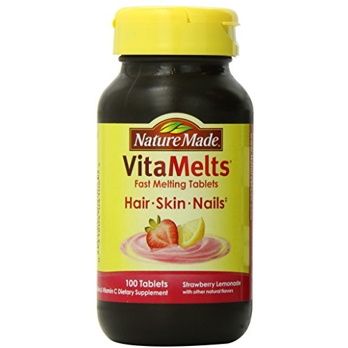 Nature Made VitaMelts Fast Dissolve Hair Skin & Nails (Biotin 2500 mcg + Vitamin C 60 mg) 100ct ， only $4.54 after clipping coupon