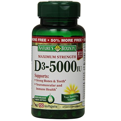 Nature's Bounty Maximum Strength D3 5000IU, 150 Softgels, only  $8.46, free shipping