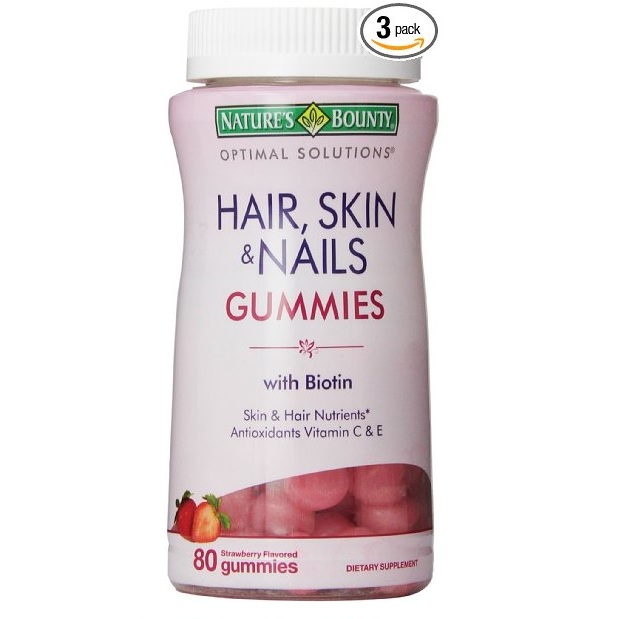 Nature's Bounty Optimal Solutions Hair, Skin, Nails, 80 Gummies (Pack of 3), only $11.47