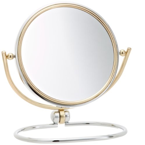 Jerdon MC229CG 5.5-Inch Folding Travel Mirror with 7x Magnification, Chrome and Brass Finish, only $16.41